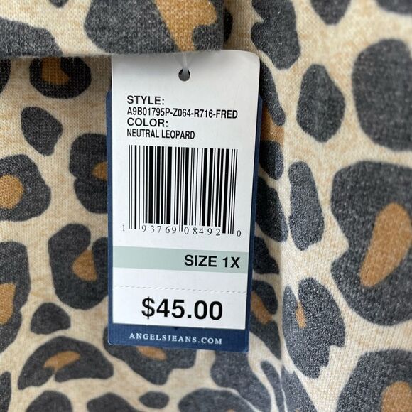 NWT Angels Forever Young Leopard Print Sweatshirt Size 1X - Picture 7 of 9